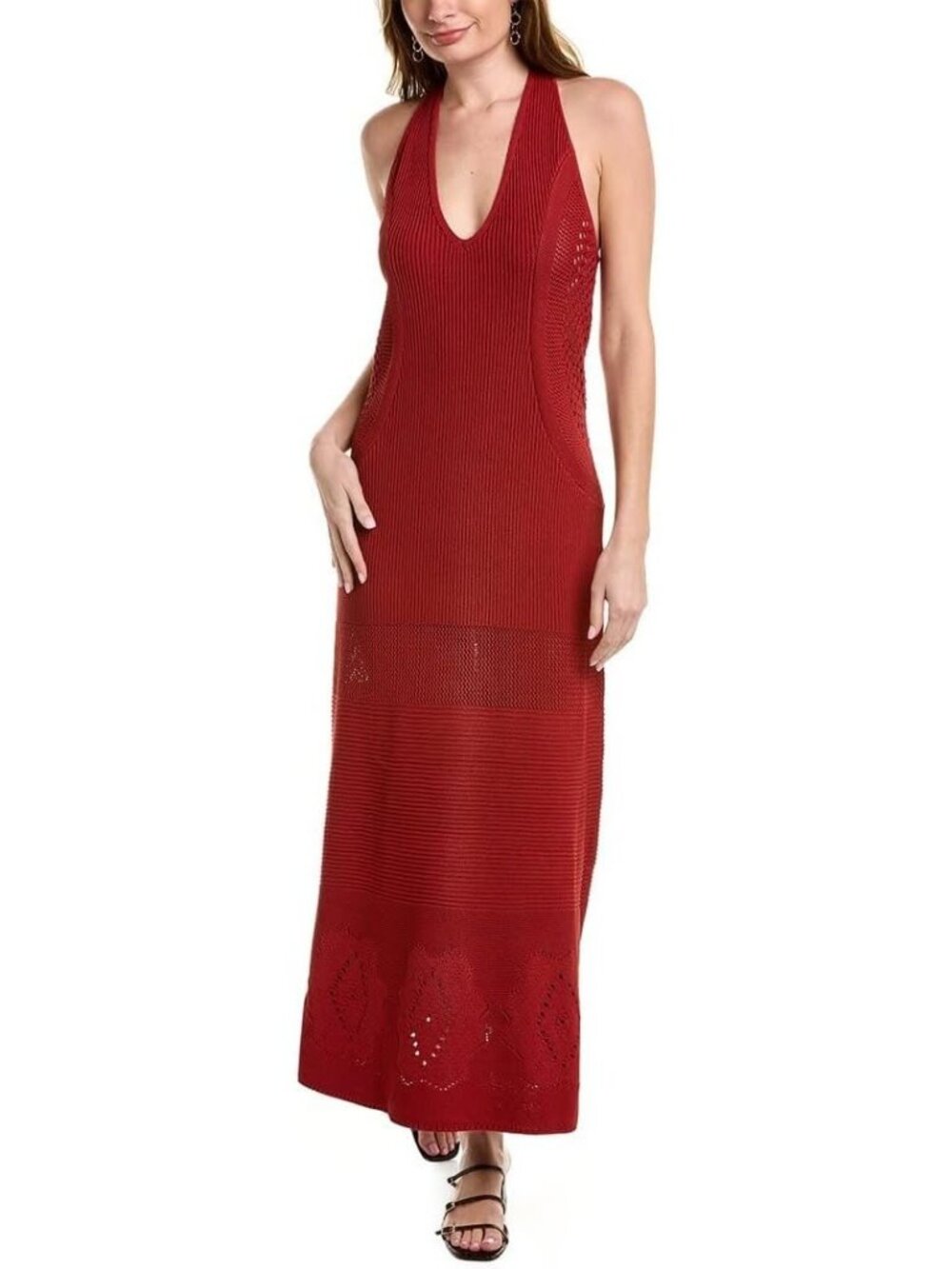 Ted Baker Milou-Crochet Easy Fit Maxi Dress Brown L NEW Boho Resortwear Cruise